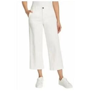 Ella Moss White Cropped Wide Leg Pants Cotton Stretch Culotte Size 4